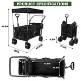 Heavy Duty Collapsible Wagon, Foldable Wagon with Removable Canopy, Foldind Wagon Cart with Wheels 92931648