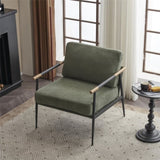 ZNTS Upholstered Mid Century Lounge Chair Reading Armchair Chenille Fabric Modern Arm Chair with Metal 54567891