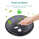 Bathroom Artistic Tempered Glass Vessel Bathroom Sink with Pop-up Drain, Grey W1243P247515