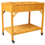 Elevated 8 Pocket Herb Garden Bed, Mobile Raised Customizable Wood Planter for Herbs, Vegetables, W465P189512