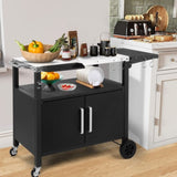 ZNTS Outdoor Grill Cart with Storage, Rolling Bar Cart Movable Kitchen Island for BBQ, Patio Dining Cart 64945841