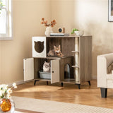 ZNTS Cat Litter box with Cat scratching post, Cat Apartment, Cat House, locker 88610669