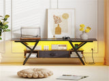 55" LED Light-Up TV Stand - 16 Colors4 Modes, Built-in Charging Station , Rustic 27863091