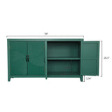 59"Green Accent Cabinet with 4 Doors, Mid Century Modern Pantry Wood Buffet Media W2295P294587