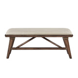 Modern Design 1pc Bench Fabric Upholstered Seat Brown Finish Wooden Dining Kitchen Furniture B011P196940