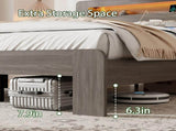Bed Frame Queen Size, Wood Platform Bed Frame with Storage LED Light Headboard and 2 USB , Noise 65913119