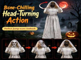 Halloween Animatronic Ghost Bride Prop, 5.6FT Turning Head Beauty to Hag with Red Glowing Eyes Sound 89295662