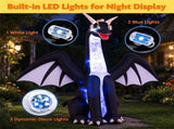 8 FT Inflatable Winged Ice Dragon Halloween Decoration with LED Disco & Eye Lights, Waterproof 01704142