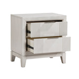 Antique White Finish 1pc Nightstand with 2x Drawers Modern Bedroom Furniture, Reeded Fronts, Bedside B011P246249