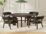 Gorman Dining and Game Chair in Walnut with Black Faux Leather B050P412222
