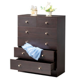 ZNTS Modern Simple 6-Drawer Dresser Brown 72602814