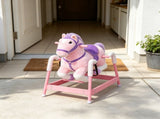 ddler Pink Spring Ride-On Horse Plush Rocking Horse with Sounds & Foot Stirrups, for Kids 3-8Years 08480929