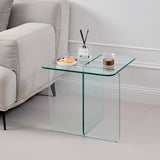Tempered Clear Glass SideTable, Small Tea Table, Night Stand Tempered Glass W1718P255019