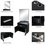 15% E0 chipboard linen top 1 drawer 1 door with mirror Salon cabinet black 33239540