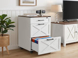 Rustic White Farmhouse 3-Drawer File Cabinet with Wheels Vertical Rolling Storage for Letter/A4, 09525698