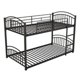 Twin Over Twin Metal Bunk Bed With Slide,Kids House Bed Black MF313919AAB