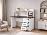 Home Office Computer Writing Desk with 3 Drawers and Storage Shelves T3971P612020