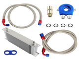 Engine Oil Cooler Kit 10.6"x5.39"x1.97" AN-10 w/ Stainless Braided Hoses 36294116