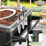 ZNTS 3-Shelf Outdoor Grill Table, Grill Cart Outdoor with Wheels, Pizza Oven and Food Prep Table, W1859P170285