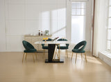 061-Set of 1 Velvet Fabric Chairs With Curved Backrest and Golden Metal Legs for Kitchen or W527P255476