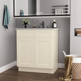 30"in. W x 21"in. D x 34.5"in. H in Antique White Plywood Ready to Assemble Floor Vanity Sink Base T3210P297522