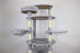 78.8 in Light Gray Cat Tree Tower with Wide Base, Large Condo, 12 Sisal Scratching Post, Big W243P326647