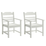 Patio Dining Chair with Armset Set of 2, Pure White with Imitation Wood Grain Wexture,HIPS Material W1209107723
