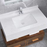 White Rectangular Undermount Bathroom Sink With Overflow W122549615