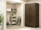 Walnut 72" 4-Door Kitchen Pantry with Drawer 3 Shelves Storage Cabinet for Kitchen Organization 59762561
