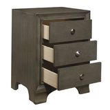 Gray Finish 3-Drawers Nightstand with 2 USB Ports Transitional Bedroom Furniture 1pc Bedside Table B011P172005