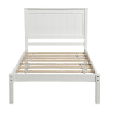 ZNTS Platform Bed Frame with Headboard, Wood Slat Support, No Box Spring Needed,Twin, White 94135601