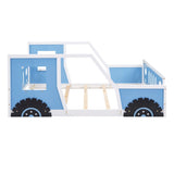 Full Size Classic Car-Shaped Platform Bed with Wheels,Blue WF306743AAC