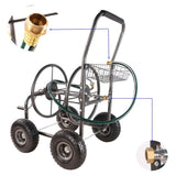 ZNTS Garden Hose Reel Cart - 4 Wheels Portable Garden Hose Reel Cart with Storage Basket Rust Resistant W227P194231