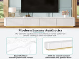 ON-TREND Luxury Fluted TV Stand for TVs Up to 85", Faux Marble Tabletop Media Console with 4 N721P298025K