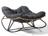 Oversized Rattan Papasan Chair, Outdoor Steel Wicker Rocking Seating with Thick Padded Cushion for 04284063