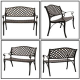 ZNTS 40.5" Outdoor Cast Aluminum Bench With Mesh Backrest Seat Surface 24289313