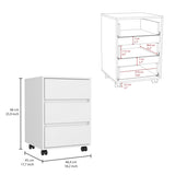 ZNTS Artemisa 3 Drawer Filing Cabinet, Four Casters, Superior Top -White B20091891