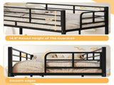 Black Twin Bunk Bed Square Tube High Guardrail Side Ladder Opening Iron Bed 85462110