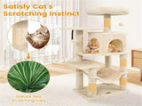 44" Multi-Level Cat Tree with Spacious Top Perch, 2-Door Condo & Hammock for Indoor Cats -Beige 07725534