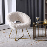 Slatina Faux Fur Upholstered Accent Chair, White T2574P164507