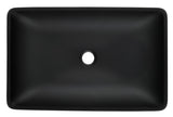 14.38" L -22.25" W -4.38" H Matte Shell Glass Rectangular Vessel Bathroom Sink in Black with Faucet 24478684