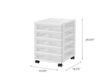 5-Drawer Narrow Plastic Storage Drawer Cart with Organizer Top, White 82784074