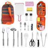 19Pcs Camping Cooking Utensil Kit Portable Picnic Cookware Outdoor Kitchen Equipment Gear Campfire 02334083