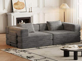 72.4 inch convertible sofa bed, corduroy fabric sofa with two side storage pockets and two cushions, W3505P355571