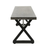 Outdoor Aluminum Dining Bench with Steel Frame, Grey / Black 61625.00BGRYMP1