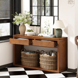 TREXM 55" Console Table, Rustic Wooden Entryway Table with Storage Drawers and Open Shelf, Elegant N715P235096H