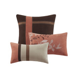 7 Piece Faux Suede Comforter Set Coral Queen B03596817