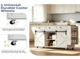 2 Barn Doors with Sliding Rails 3 Drawers 3 Shelves Serving Cart Rubberwood Countertop MDF Cabinet 28967447