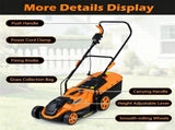 12Amp Corded Push Lawn Mower, 14 Inch Cutting Width Electric WalkBehind Mower with 5Position 33090510
