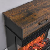 25 inch Stand Side Table with 3-Sided glass Electric Fireplace W1769134114
